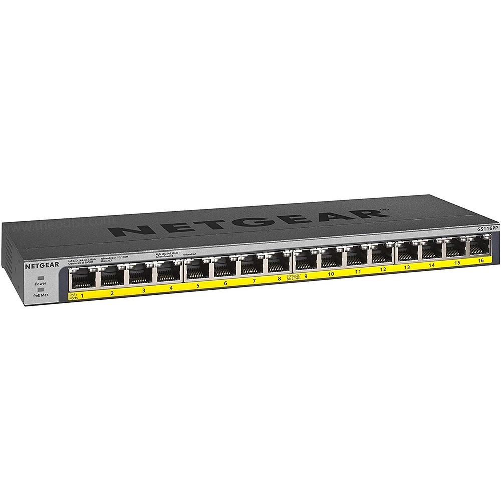 Netgear GS116PP 16-Port Gigabit Ethernet Unmanaged PoE+ Switch