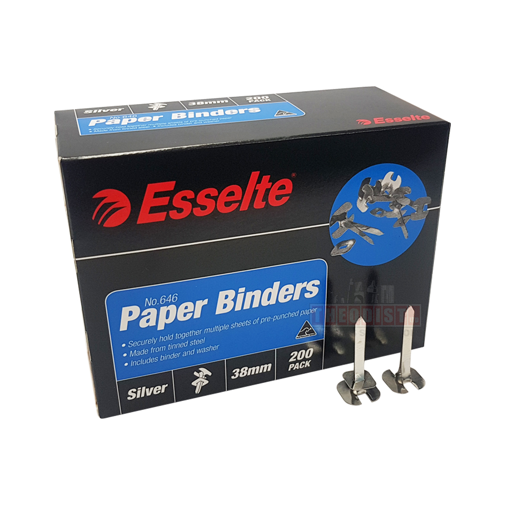Esselte 646 Paper Binders 38mm 200 Pack, Silver Theodist Theodist