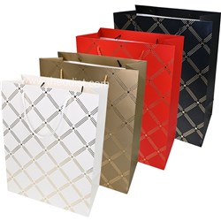 Gift Bag Criss Cross Assorted Colours Medium 26x32x12cm - Theodist