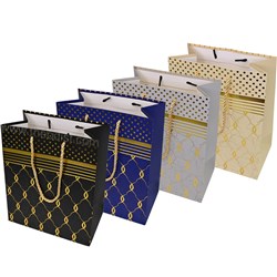 Gift Bag Wavy Lines Assorted Colours Small 18x23x10cm with gold design - Theodist