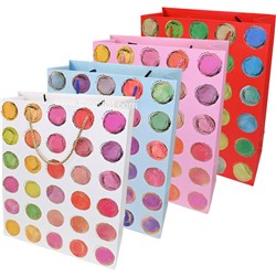 Gift Bag Retro Polka Assorted Colours Medium 26x32x10cm - Theodist