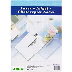 ABBA 23291 Address, Filing, Media, Shipping, Card Labels 10 A4 20 210x148mm - Theodist