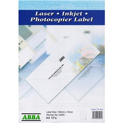 ABBA 23293 Address, Filing, Media, Shipping, Card Labels 10 A4 80 105x74mm - Theodist