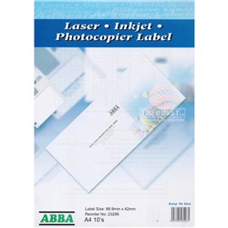ABBA 23296 Address, Filing, Media, Shipping, Card Labels 10 A4 120 88.9x42mm - Theodist
