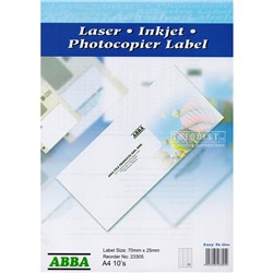 ABBA 23305 Address, Filing, Media, Shipping, Card Labels 10 A4 330 70x25mm - Theodist