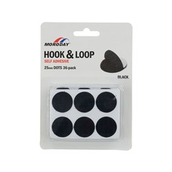Moroday 00234-1 Hook and Loop Self Adhesive Dots, 36/Pack, Black, 25mm - Theodist