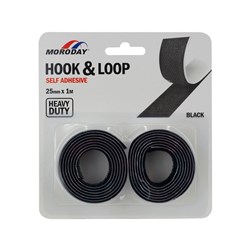Moroday 00251-8 Hook & Loop Self Adhesive, Heavy Duty, Black, 25mmx1m - Theodist