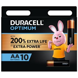 Duracell AA Battery Optimum Up to 200% Extra Power Pack 10-Pack 5016462 - Theodist