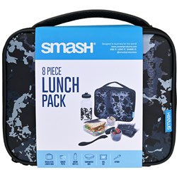 Smash 31774 8 Piece Lunch Pack, Insulated Lunch Bag, Snack Pots, Drinking Bottle, Sandwich Box, Gel Ice, Spork - Theodist