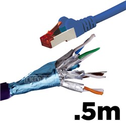 Hypertec HCAT6ABL0.5 0.5 Metre 4 Pair LSZH Shielded RJ45 - Double Shielding Cat6A Blue Patch Lead - Theodist