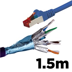 Hypertec HCAT6ABL1.5 1.5 Metre 4 Pair LSZH Shielded RJ45 - Double Shielding Cat6A Blue Patch Lead - Theodist