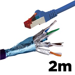 Hypertec HCAT6ABL2 2 Metre 4 Pair LSZH Shielded RJ45 - Double Shielding Cat6A Blue Patch Lead - Theodist