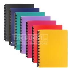 Olympic 34160 A4 Display Books 20 Pages Ribbed/Clear Front Assorted Colours - Theodist