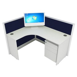 Partitioned Workstations 1 Person Compact Desk Left 1400x1200mm - Theodist