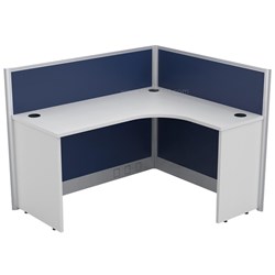 Partitioned Workstations 1 Person Compact L-Shaped Cubicle Desk, Right - 1400mm X 1200mm - Theodist