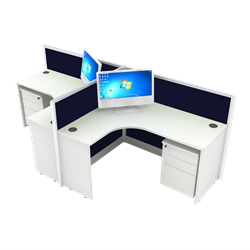 Arklen Partitioned Workstations 2 Person Compact T-Shaped Cubicle Desk - 2800m X 1200mm - Theodist
