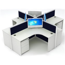 Partitioned Workstations 4 Person Compact Desks - 2832mm X 2432mm - Theodist