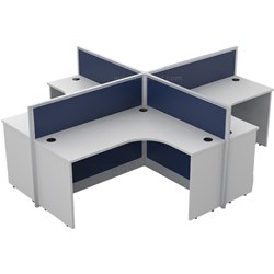 Partitioned Workstations 4 Person Compact Desks - 2832mm X 2432mm - Theodist