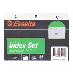Esselte 038020 Index Set A-Z 6x4in Grey - Theodist