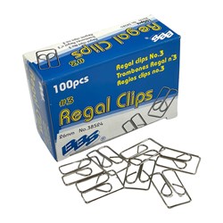 BBS 38524 Regal Paper Clips 26mm Size No. 3 100 Pack - Theodist