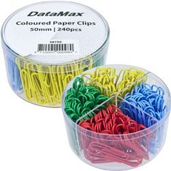 DataMax 38750 Paper Clips Coloured 50mm 240 Pack - Theodist
