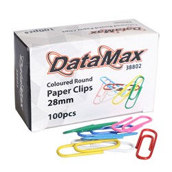DataMax 38802 Paper Clips Coloured 28mm 100 Pack - Theodist