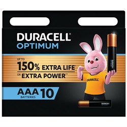 Duracell AAA Battery Optimum Up to 150% Extra Power 10 Pack 5016463 - Theodist