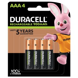 Duracell AAA Rechargeable Battery 900mAh 4 Pack - Theodist