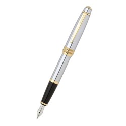 Cross 456 Bailey Medalist Fountain Pen, Chrome, Black & Gold - Theodist