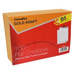 DataMax 65150 B5 Gold Kraft Plain Envelopes 178x254mm 100 Pack - Theodist