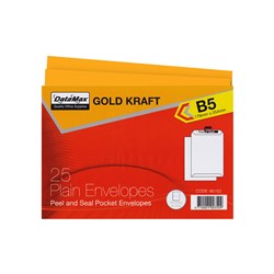 DataMax 65152 B5 Gold Kraft Plain Envelopes 178x254mm 25 Pack - Theodist