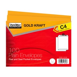 DataMax 65160 C4 Gold Kraft Plain Envelopes 229x324mm 100 Pack - Theodist