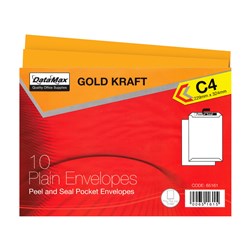 DataMax 65161 C4 Gold Kraft Plain Envelopes 229x324mm 10 Pack - Theodist