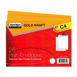 DataMax 65162 C4 Gold Kraft Plain Envelopes 229x324mm 25 Pack - Theodist