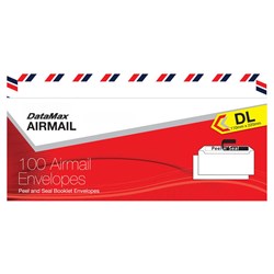 DataMax 65200 DL Airmail Envelopes 110x220mm 100 Pack - Theodist