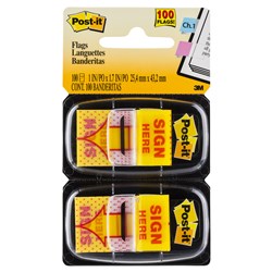 Post-it 680-SH2 Sign Here Flags 25.4x43.2mm, Yellow - Theodist
