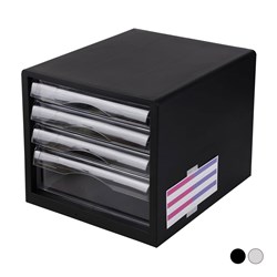 Deli 9774 Desktop File Cabinet 4 Drawers, Black/Grey - Theodist