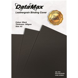 DataMax BC98A3 Leathergrain Binding Cover 300gsm A3, Black - Theodist