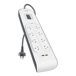 Belkin Surge Plus USB Surge Protector, 8 x AC, 12W, 2M with 2x USB-C, BSV804AU2M - Theodist