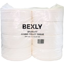 Bexly BX250JTT Jumbo Toilet Tissue 250m 2 Ply 8 Rolls/Bale - Theodist