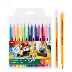 Deli C172 Glitter Felt Pen Color Wow! 12 Pack - Theodist