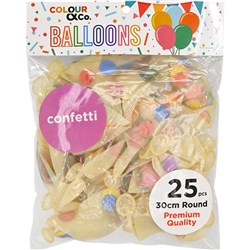 Colour & Co. CF2530AST Confetti Balloons, 25 Pcs, 30cm Round, Premium Quality - Theodist