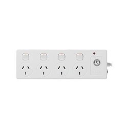 Click CLKPB44K 4 Outlet Power Board Individual Switched,  0.9 Lead Length Side Entry Plug - Theodist