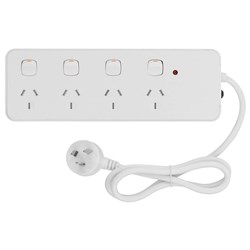 Click Powerboard 4 Outlet with Switch Surge Protect & Child Safet Shutters 0698128 - Theodist