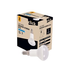 Click LED R50 Edison Screw E14 Bulb Cool White, 470 Lumens, 5 Watt, 2 Pack - Theodist