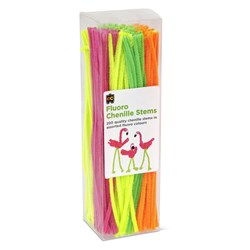 EC Chenille Stems, Fuzzy Wires, Pipe Cleaners Fluoro Assorted Colour 200-Pack - Theodist