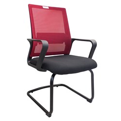 Modern Visitor Chair Mesh Black Base and Red Back - Theodist