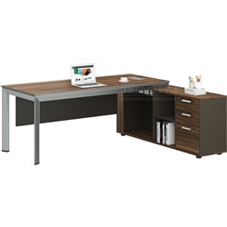 Executive Desk DG16D20R L-Shape NY Series Right Dark Walnut, Iron Grey Legs 2000Wx1600Dx750H_3 - Theodist