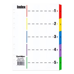 DataMax DM16215 Index Divider 5 Tabs Colours Number A4 140GSM - Theodist