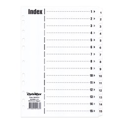 DataMax DM16315 Index Divider 15 Tabs White Numbered A4 140GSM - Theodist